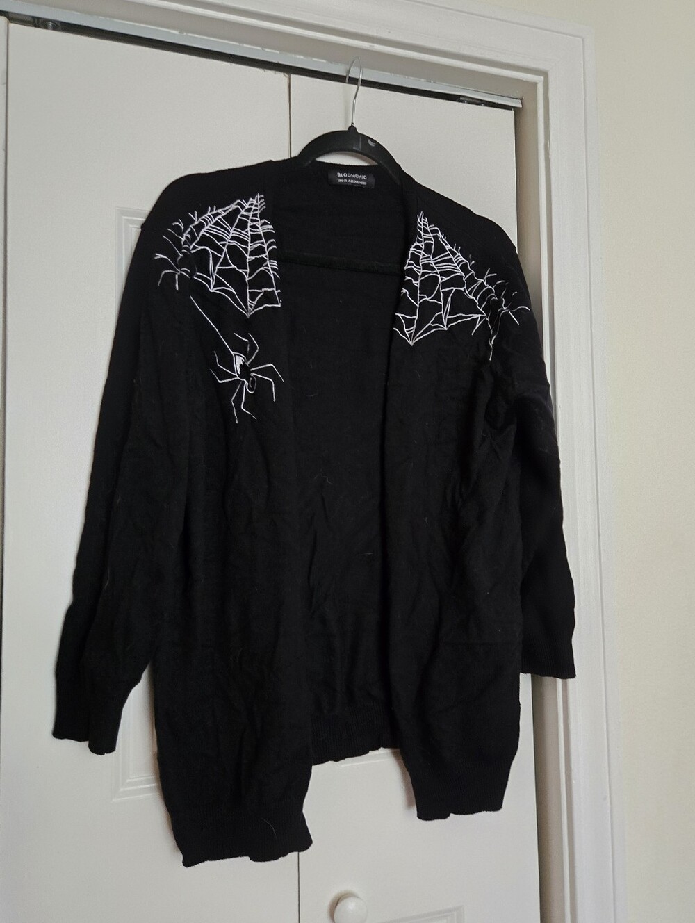 Bloomchic Black Spiderweb Open-Front Sweater Cardigan 18/20